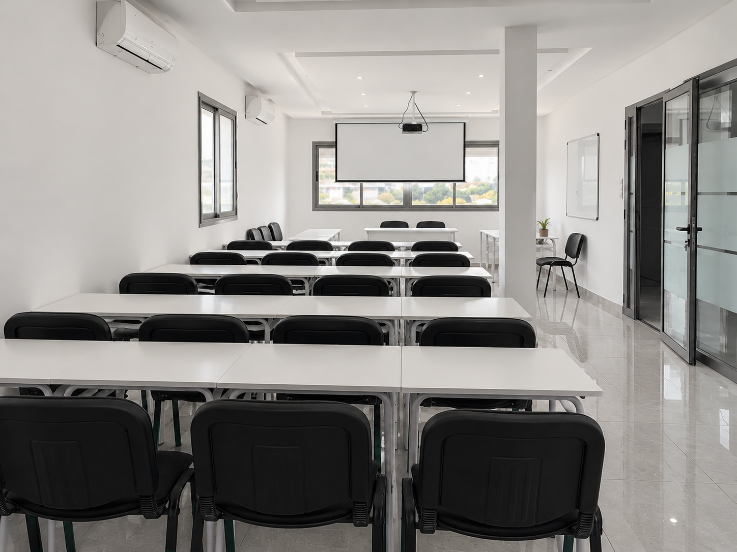 Another empty classroom at the 1337 Academy campus